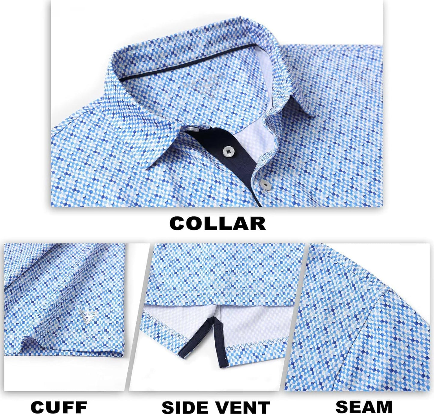 M MAELREG Mens Golf Shirt Short Sleeve Dry Fit Print Moisture Wicking Performance Patterns Collared Polo Shirt