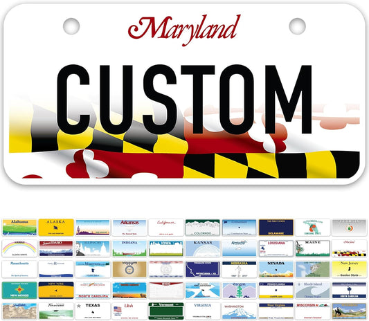 Mini License Plates, Personalized License Plates, Custom for Car, Bikes, ATV, Kids Car, Golf Cart, Jeep, 2x4 Inch, Rust-Free Fade Resistant Aluminum, USA Made by My Sign Center (Maryland)
