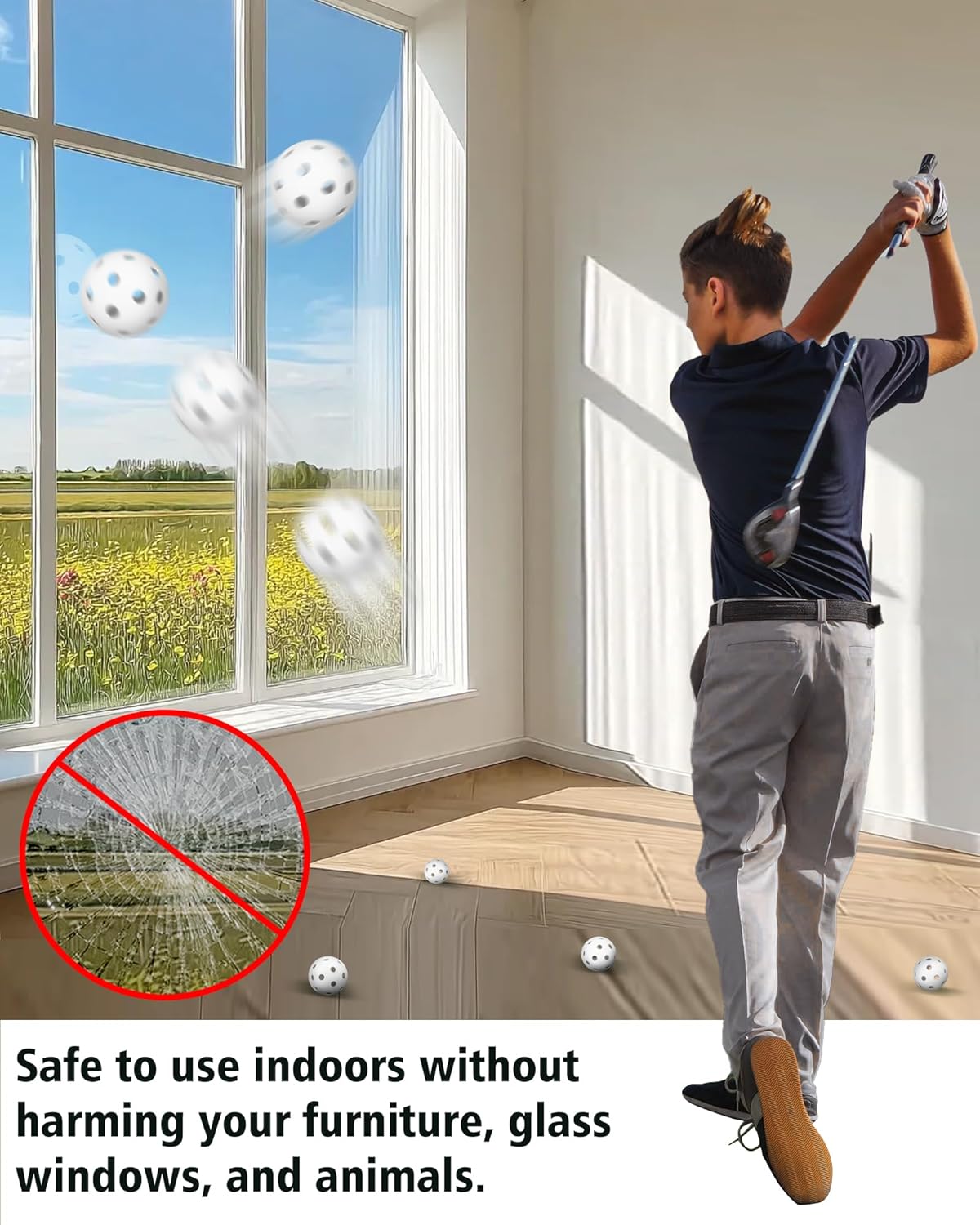 35 Pack Practice Golf Balls Limited Flight Plastic Golf Balls 42mm Practice Golf Balls for Backyard Golf Training Balls for Swing Practice, Airflow Hollow (Multiple Colors)