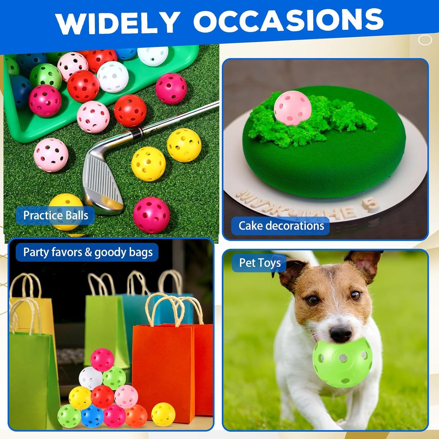 24 Pack Practice Golf Balls 42 mm Limited Flight Plastic Golf Training Airflow Hollow Ball for Driving Range Swing Practice Backyard Indoor Outdoor Home