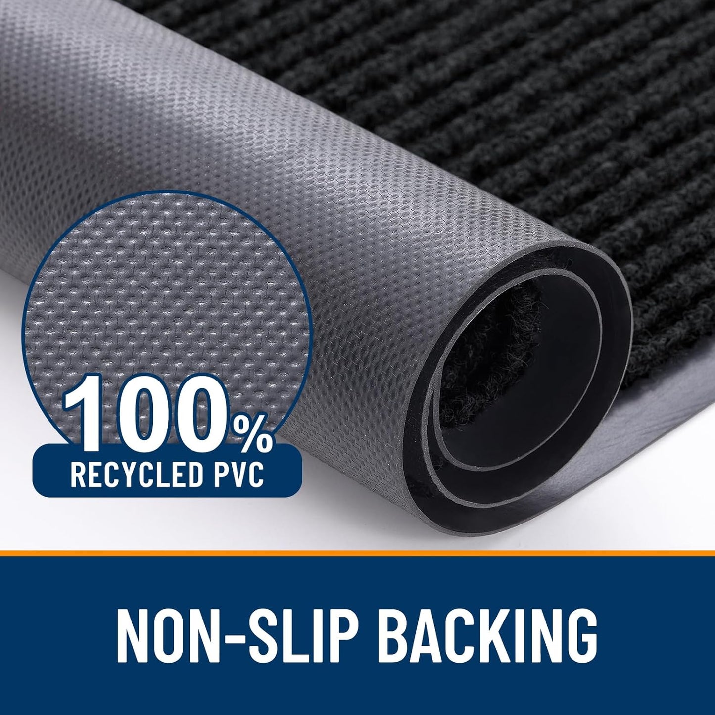 OLANLY Front Door Mat Indoor Outdoor Entrance, Waterproof Heavy Duty Doormat, Fade Resistant, Low Profile, Easy Clean Patio Porch Welcome Floor Mats for Entry, 59x35, Black