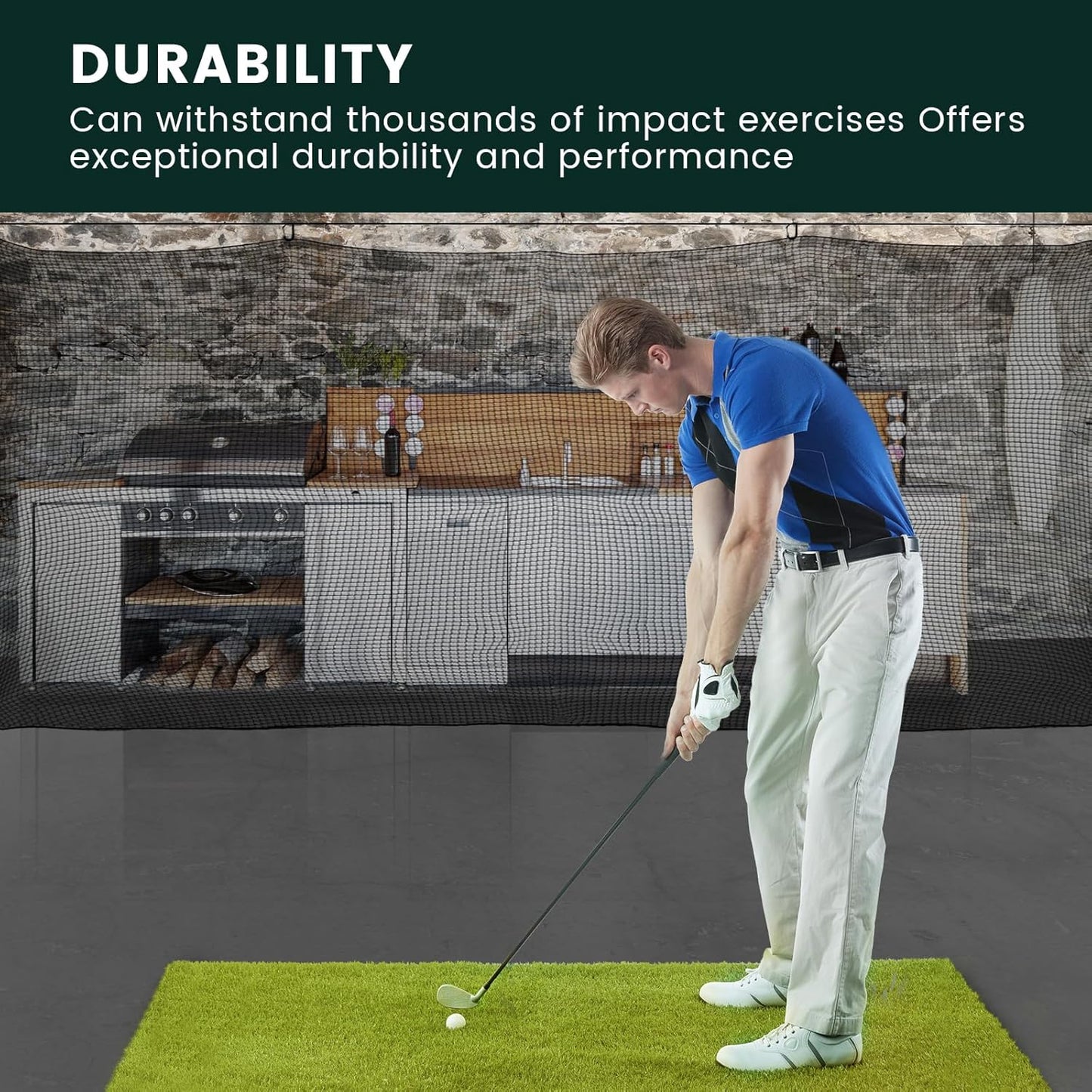 Sports Netting,Golf Practice Net Hitting Net with 33Feet Nylon Rope Also for Baseball, Hockey, Soccer, LAX and More - 10x10ft/10x15ft/10x20ft/10x25ft/10x30ft/10x40ft/10x55ft