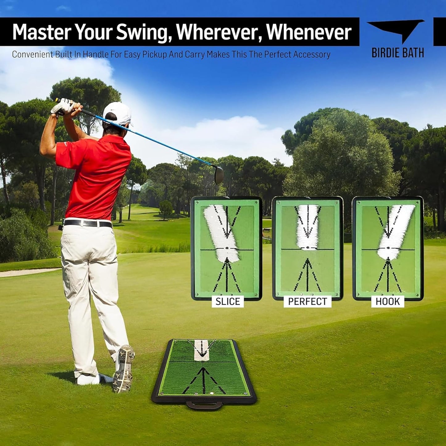 Birdie Mat Pro Premium Swing Training Mat for Analyzing Swing Path and Ball Impact