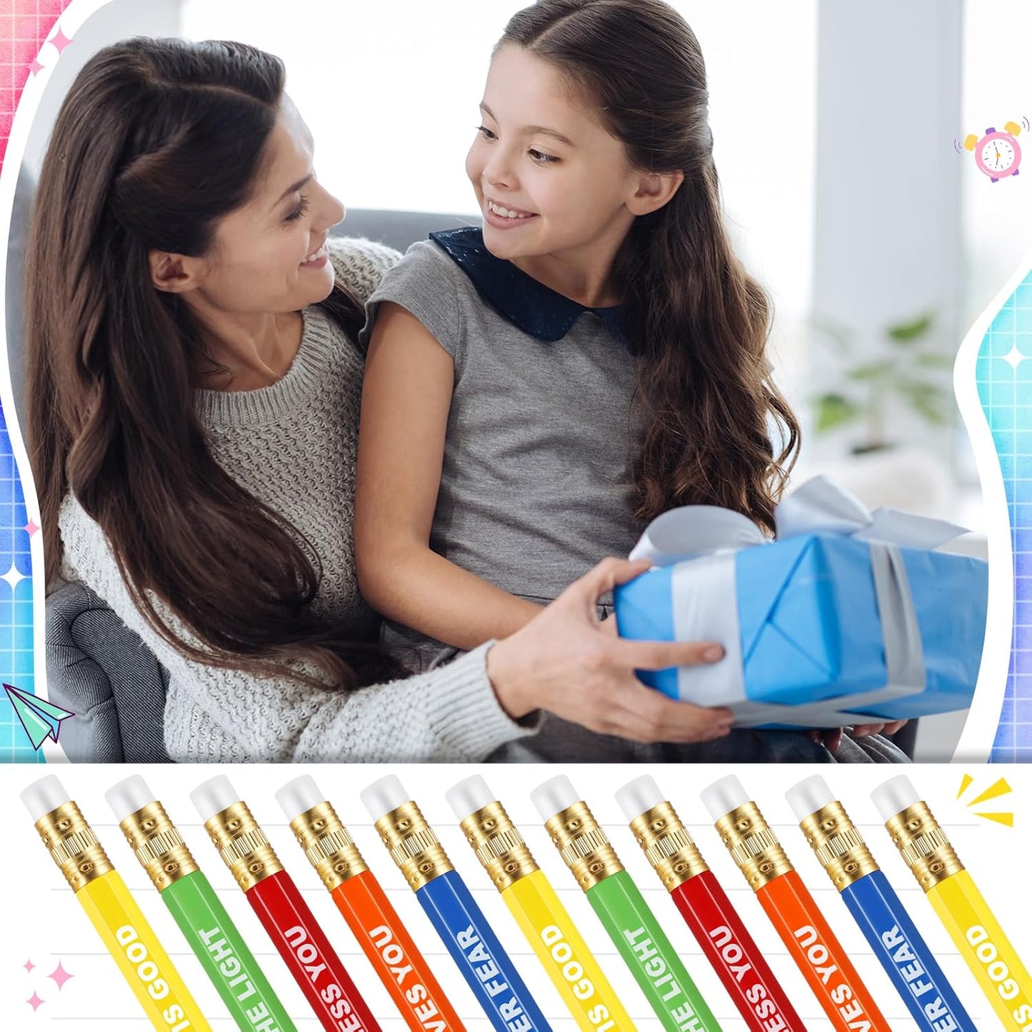 Jetec 100 Pcs Mini Pencils Bulk Inspirational Golf Wooden Half Pencils with Eraser and Motivational Sayings Back to School Gifts for Kids Student Teacher First Day of School(Rainbow Color)