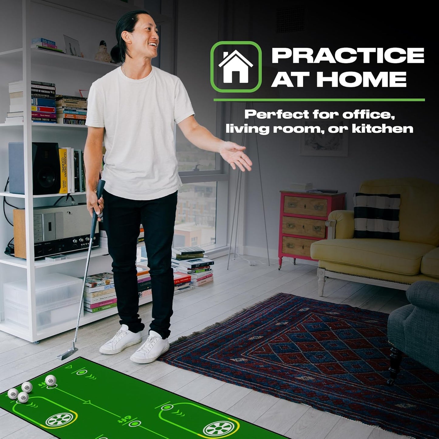 Back 2 Basics 10ft Golf Putting Mat - Premium Indoor Putting Green, Realistic Golf Putting for Training - Golf Practice Mat for Indoor/Outdoor Use, Putting Practice Mat for Golfers