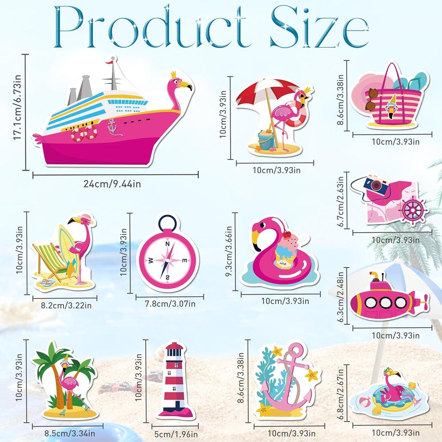 Cruise Door Decorations Magnetic, 12 Pcs Cute Flamingo Tropical Nautical Vacation Cruise Magnets, Fun Cruising Must Haves Magnetic Ship Cabin Door Signs Fridge Decor