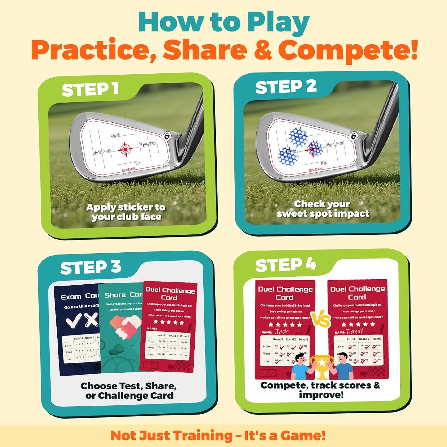 Golf Impact Tape – 2025 Innovative Training & Battle Golf Edition – Club Face Stickers for Drivers, Irons & Woods – Instant Swing Feedback, Interactive Practice,Great Golf Gift for Men & Dads