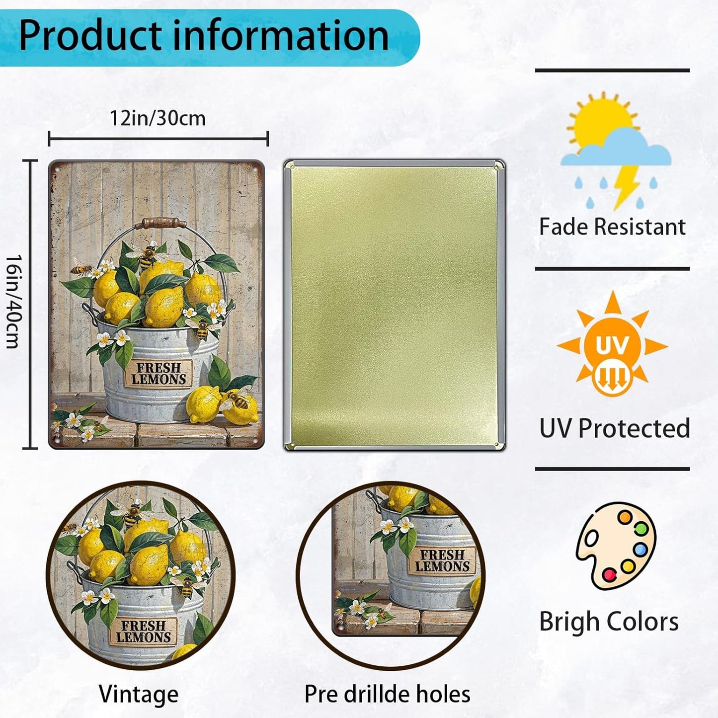 Funny Welcome Lemon Tin Sign 12x16 Inch Yellow Lemon Home Sweet Home Lemon Outdoor Street Metal Tin Tin Sign Home Kitchen Garden Restaurant Man Cave Wall Decor