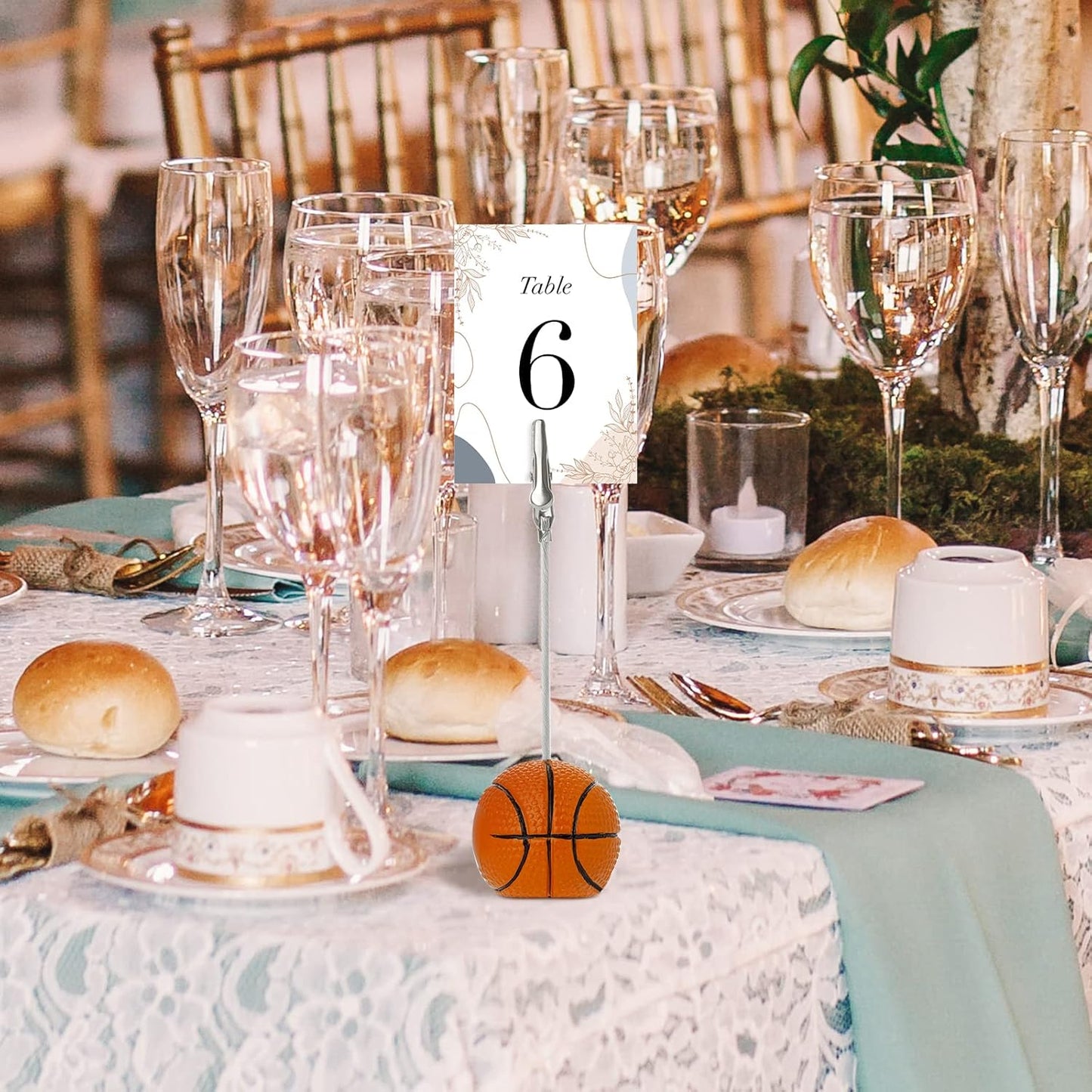 RONRONS 5 Pack Resin Ball Base Memo Clip Holder Stand Note Paper Clip Pictures Card Display with Alligator Clip,Golf