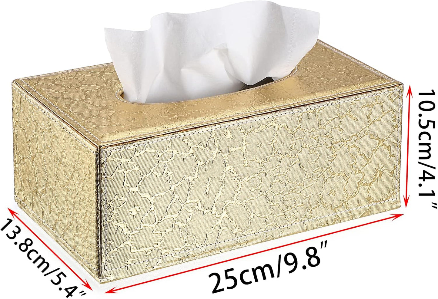 Sumnacon Rectangular Tissue Box Cover - Stylish Tissue Box Holder with Magnetic Bottom, Decorative Tissue Box for Vanity Dresser Night Stand Table Countertop (Gold, Medium)