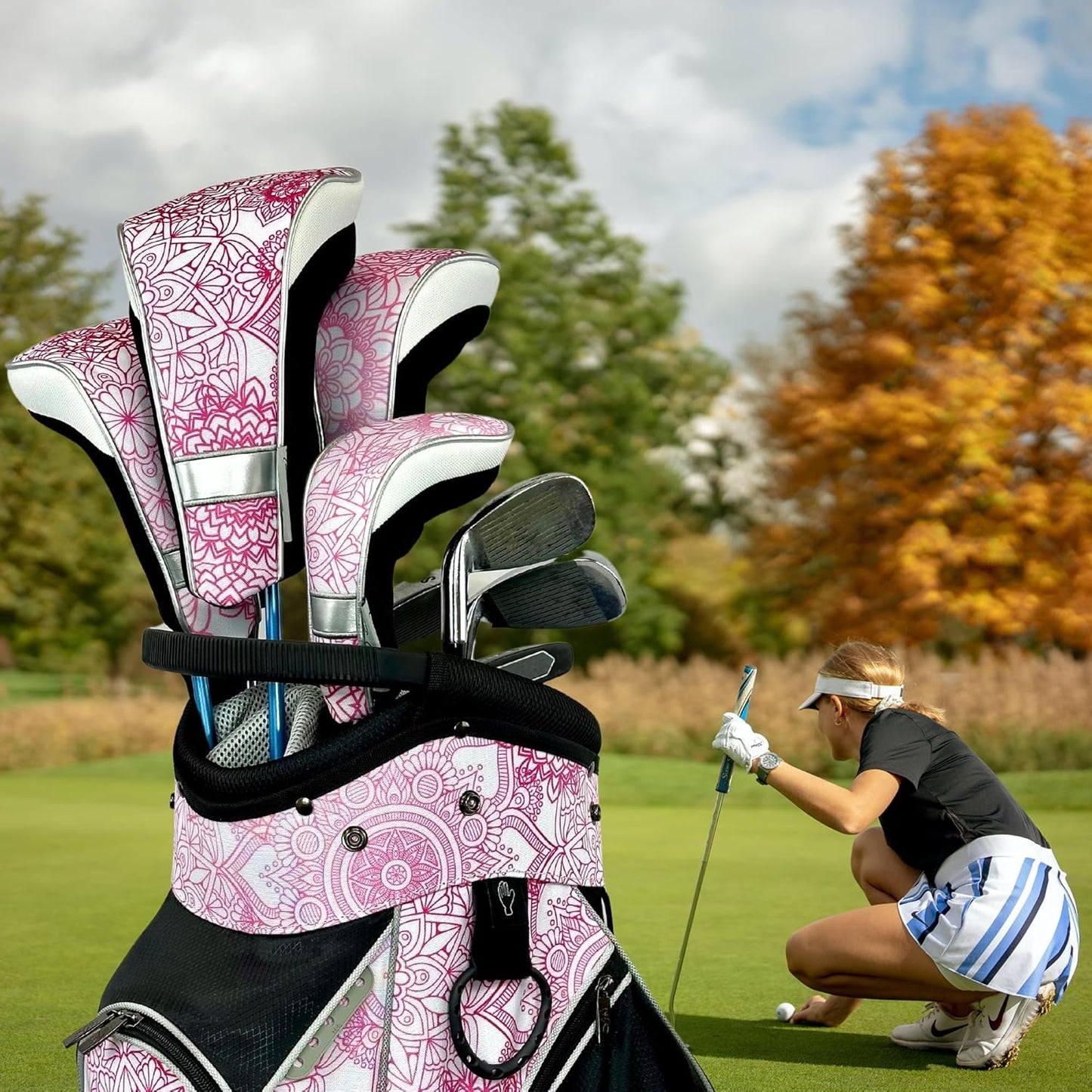 Taboo Fashions Monaco Golf Club Covers for Women - Numbered Golf Headcovers Set for Driver, Fairway and Hybrid Clubs - Weather Resistant, Pack of 4