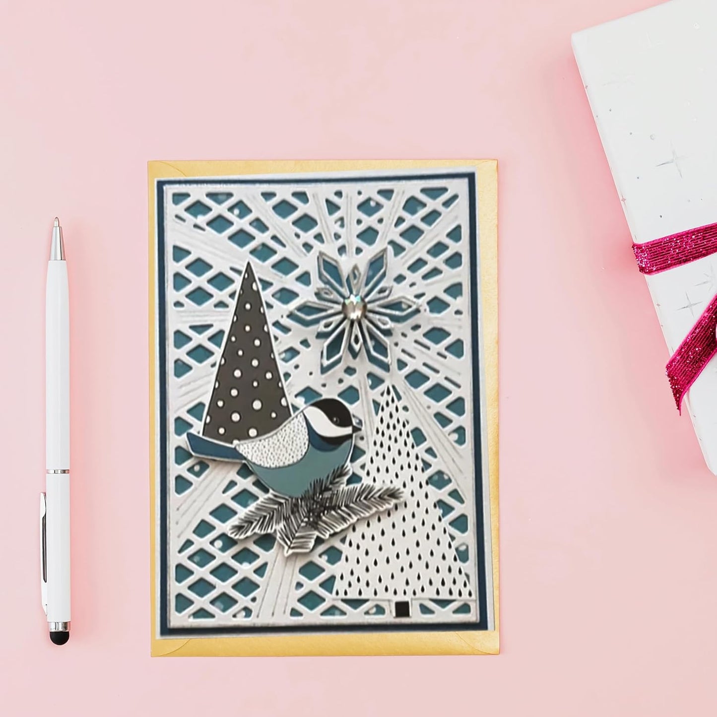 Lapoo Geometric Cutting Die for Scrapbooking - Durable, Cut Stencils for DIY Scrapbook Photo Album Decorative Paper Card, Card Making Supplies (Star Frame 5.5 x 3.9 in)