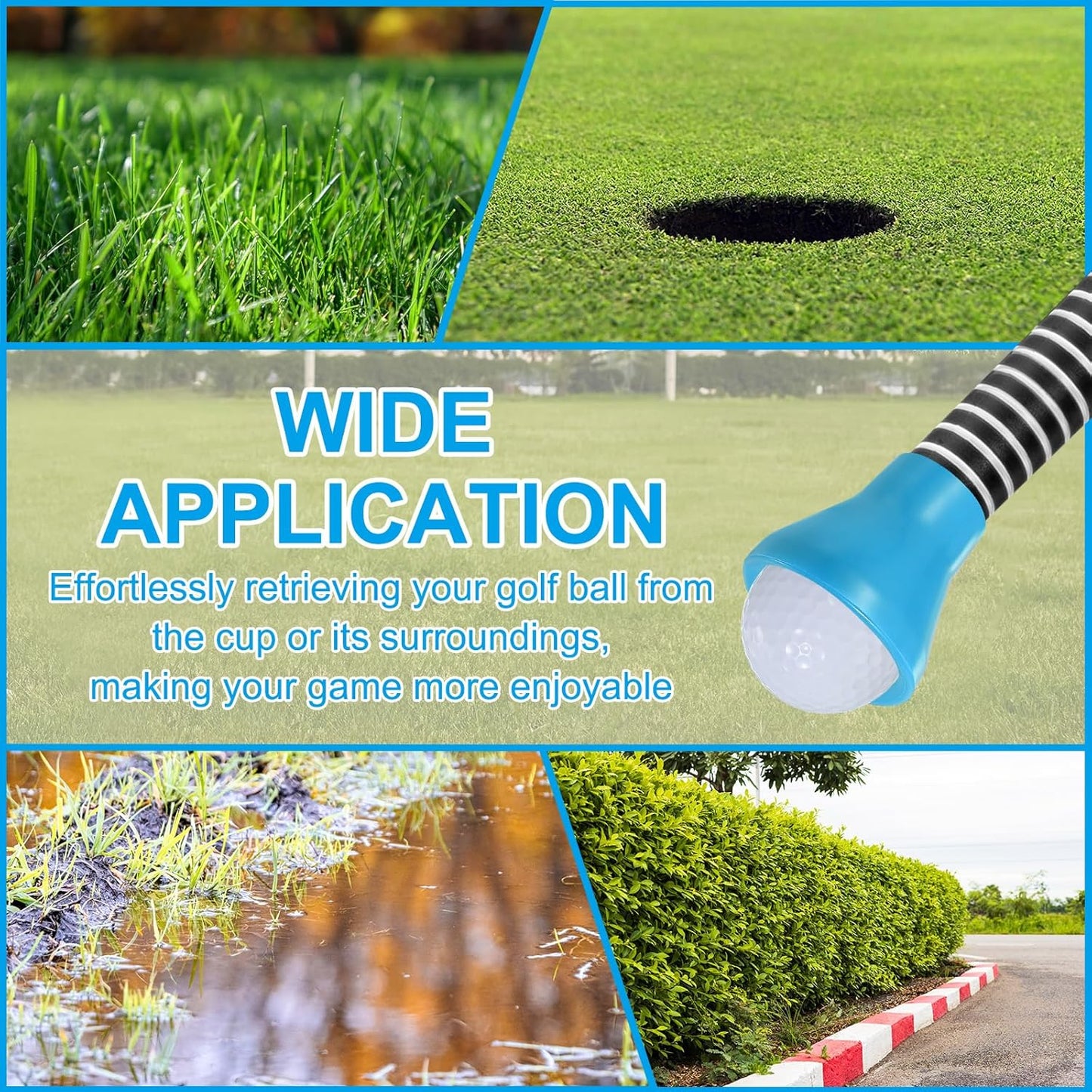 PATIKIL Golf Ball Retriever Grabber, Golf Ball Suction Cup Grabber Rubber Putter Grip Picker Upper Tool for Golfers Putter Swing Handle Accessories