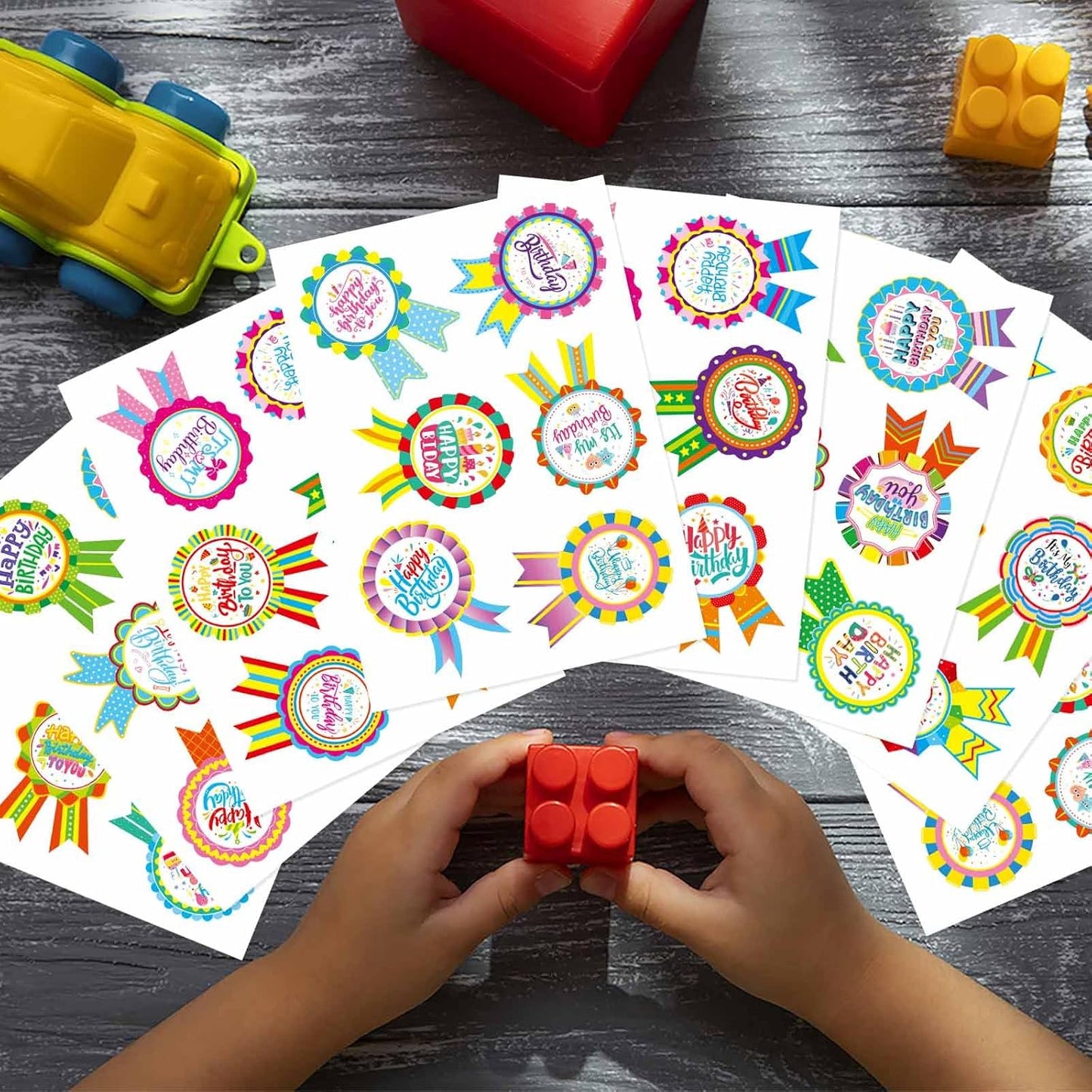 144PCS Happy Birthday Badge Stickers, Birthday Gift Stickers for Kids Adults, Birthday Labels for Home, Classroom Birthday Party Envelope Card Gift Wrapping