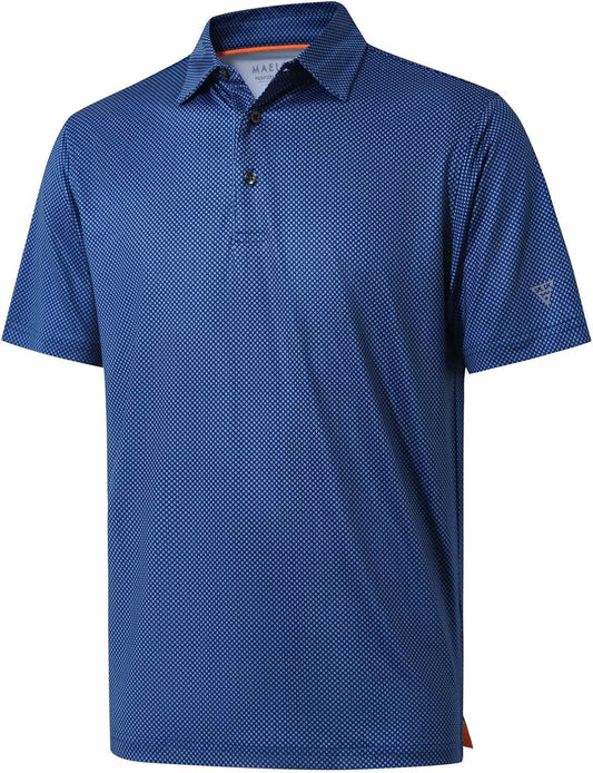 Golf Shirts for Men Dry Fit Short Sleeve Print Performance Moisture Wicking Polo Shirt