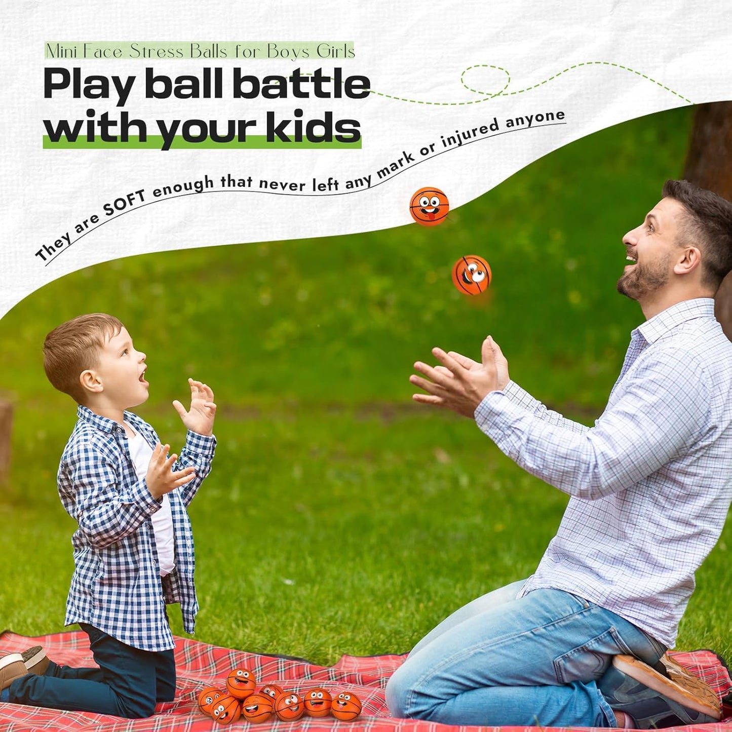 12 Pcs Mini Face Stress Balls for Boys Girls Sport Funny Face Squeeze Foam Balls for Stress and Anxiety Relief for Party Favors Birthday Gift Decoration(Basketball)