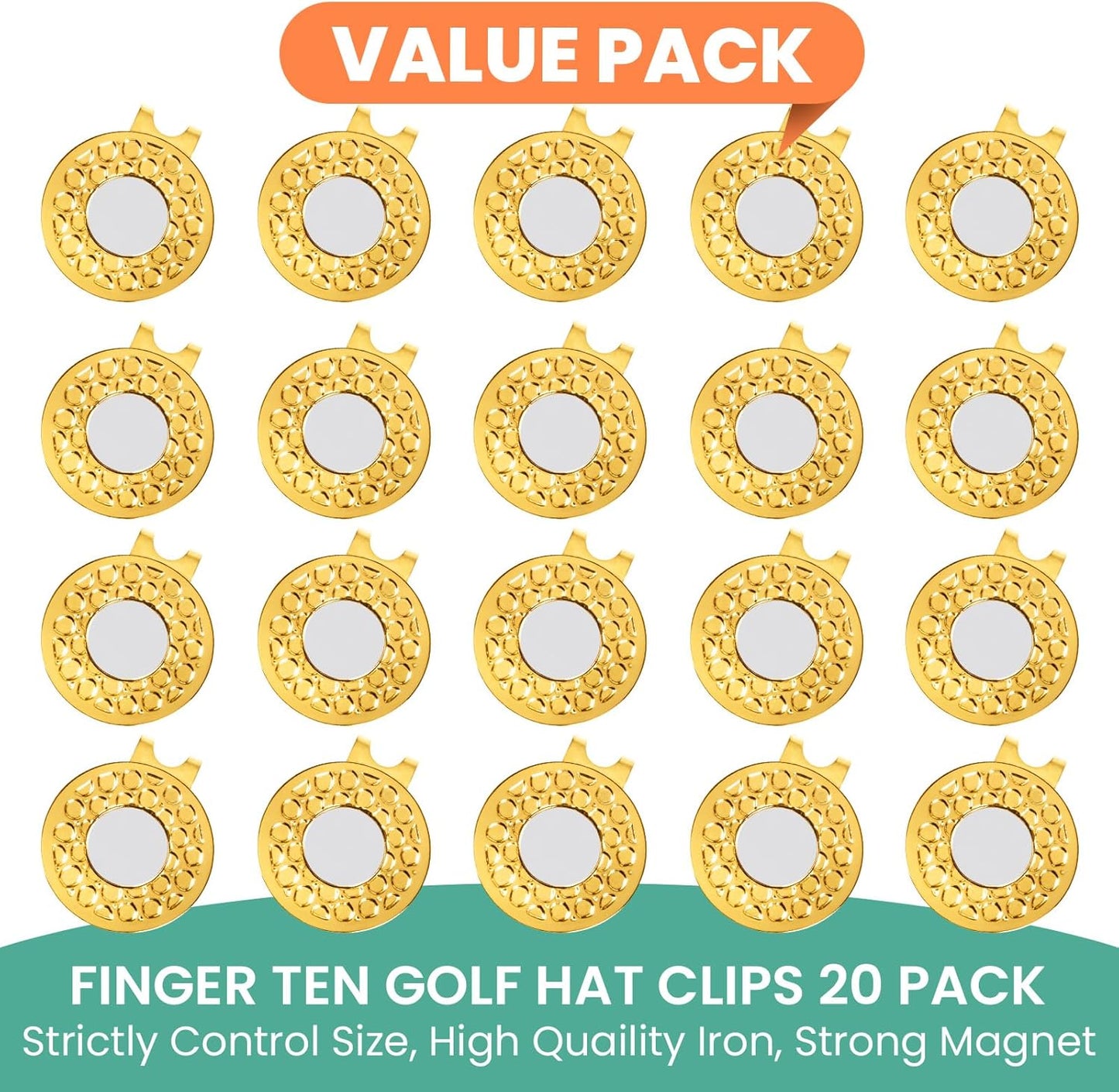 Amy Sport Strong Magnet Golf Ball Marker Hat Clip Value Pack 20/40, Compact & Durable Marker Holders Easily Attach to Golf Cap or Belt, Gold & Silver Accessories for Men Women Kids