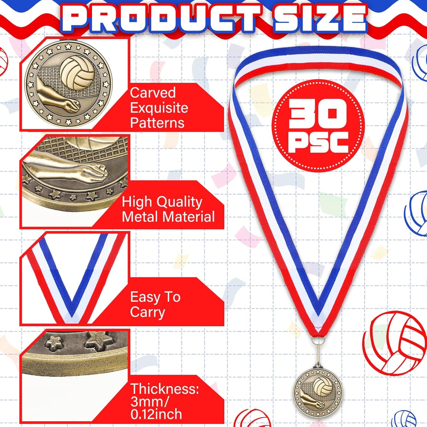 Remuuly 30 Pcs Gold Medals Bulk 2'' Basketball Soccer Baseball Volleyball Football Lacrosse Kickball Cheer Bowling Trophy Medals for Awards for Sports Participation Winner Gift