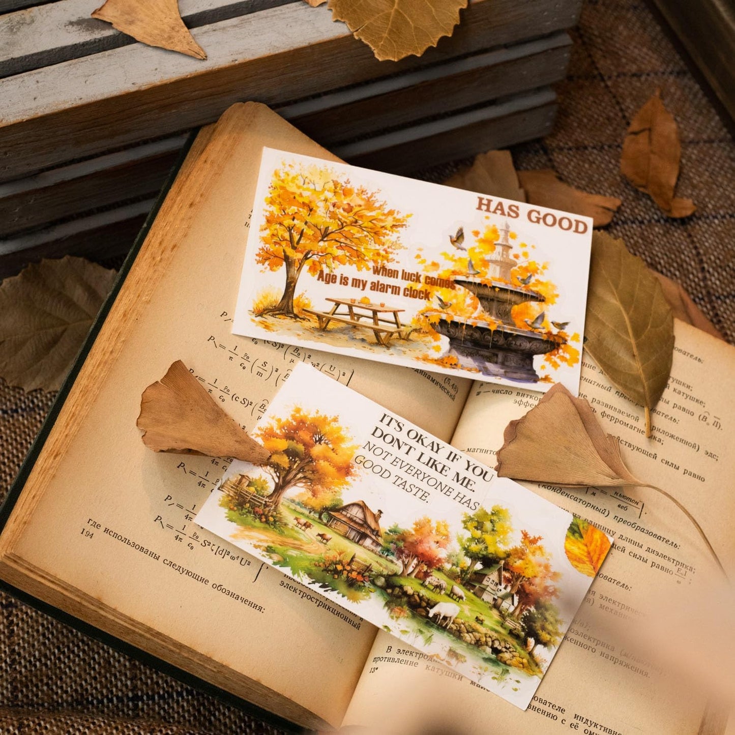 Autumn Themed PET Stickers Set, 60PCS Large Landscape Stickers for Scrapbooking, Journaling, DIY Crafts, and Art Projects