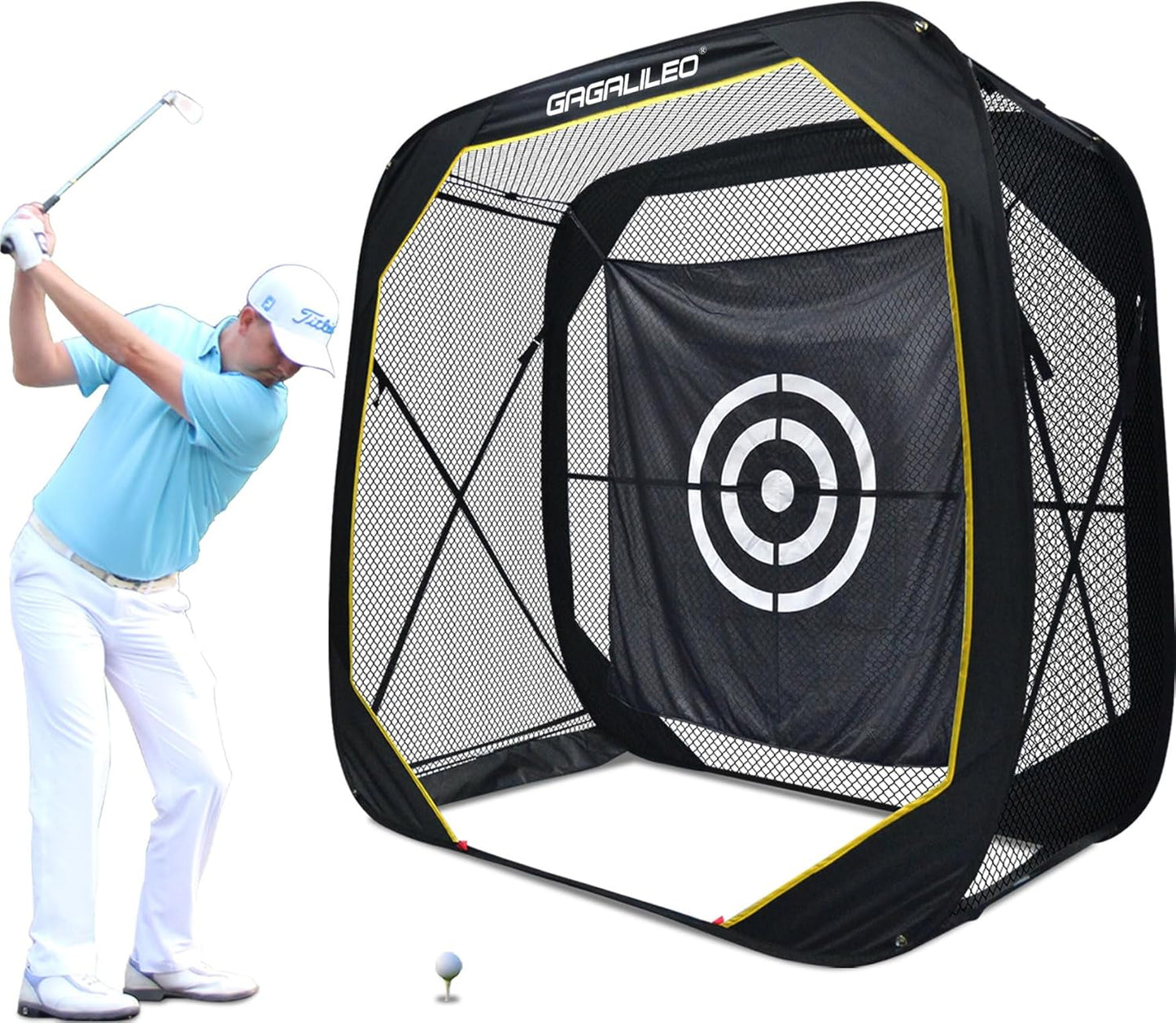 Gagalileo Golf Pop-Up Hitting Cage: Practice Net with Target Portable Backyard Garage Training for Driving Chipping Swing Beginners & Golf Enthusiasts