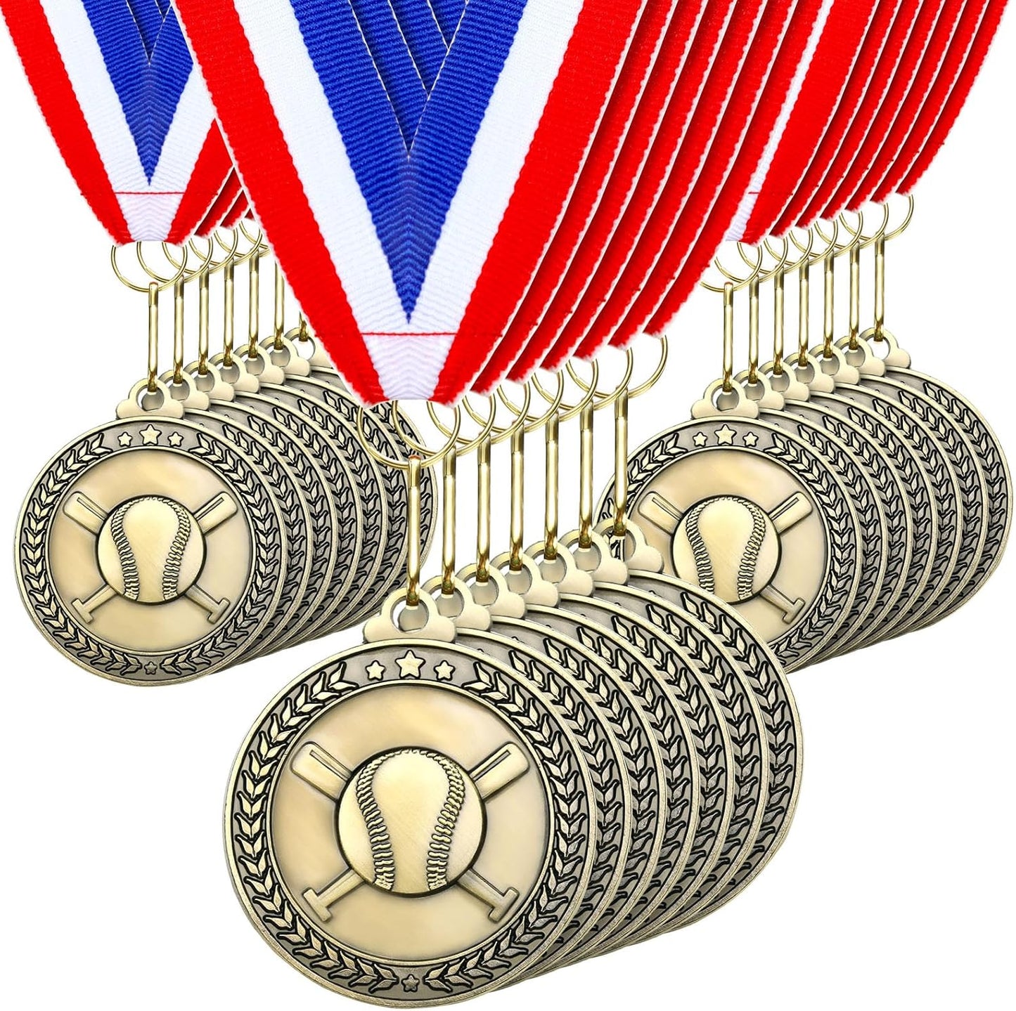 Remuuly 30 Pcs Gold Medals Bulk 2'' Basketball Soccer Baseball Volleyball Football Lacrosse Kickball Cheer Bowling Trophy Medals for Awards for Sports Participation Winner Gift