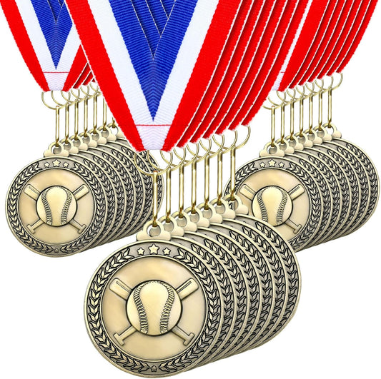 Remuuly 30 Pcs Gold Medals Bulk 2'' Basketball Soccer Baseball Volleyball Football Lacrosse Kickball Cheer Bowling Trophy Medals for Awards for Sports Participation Winner Gift