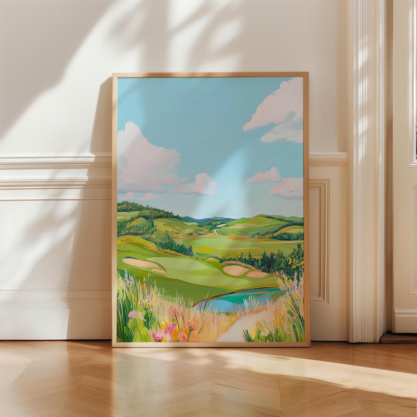Golf Course Floral Pastel Art Print Posters - Premium Giclee Fine Art Prints - Golf Course Home Decor Posters, Golfer Art Prints for Home and Office Decor - Vintage Aesthetic, Ready to Frame