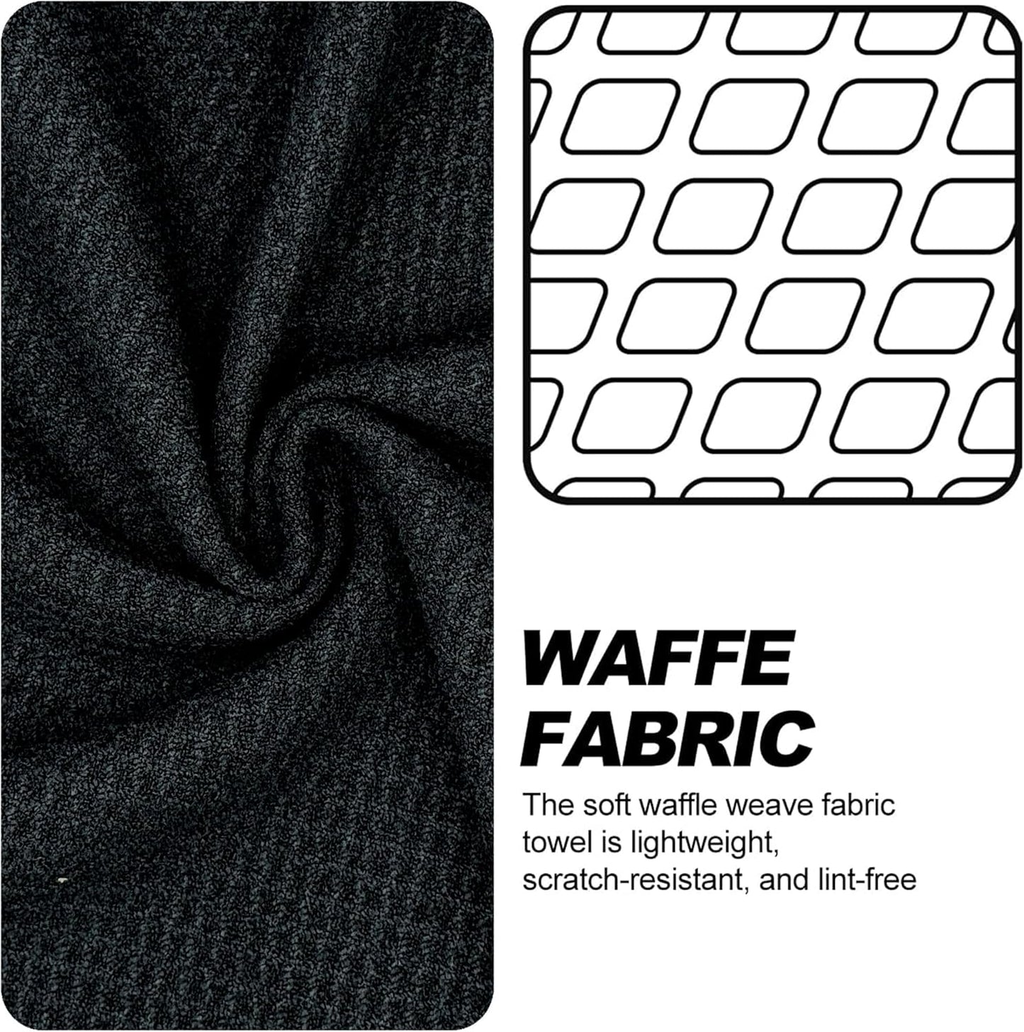 Magnetic Golf Towel with Clip, Microfiber Waffle Design - Industrial Strength Magnet for Strong Hold to Golf Bags, Carts & Clubs - Black