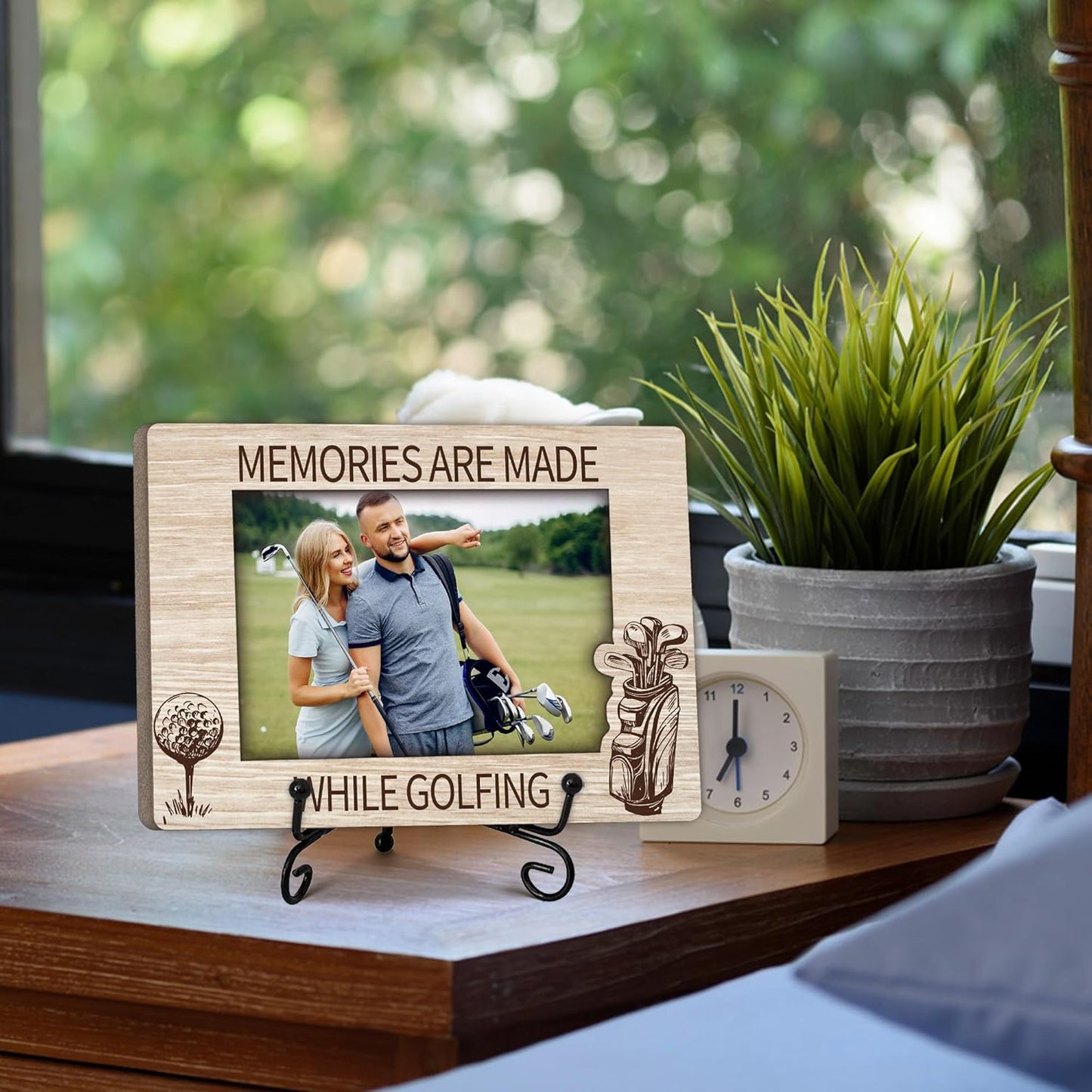 Special Golf Gifts for Women Men Friends, Warm Memory Gift for Family, Golf Decorative Photo Frame, Wooden Picture Frame with Stand, Golfer Present, Home Office Desk Decor-B25