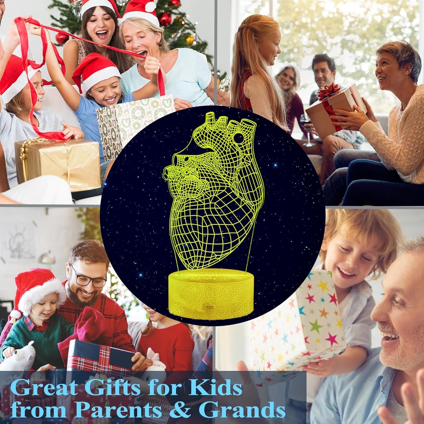 Heart Anatomy Illusion Lamp, Cardiology Gifts, 3D Night Light, 16 Colors Changing, Timer, 4 Flash Modes and Dimmable, Kids Room Decoration, Xmas Heart Model Gifts