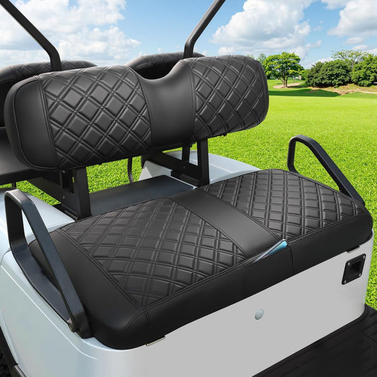 EZGO Seat Cover, Golf Cart Front Seat Cover Fit for EZGO TXT 1994-2013 and EZGO RXV OEM Ordinary Seat Cushion, Concave and Convex Design Appearance, Thick Vinyl Leather Comfortable/Breathable/Anti-Fad