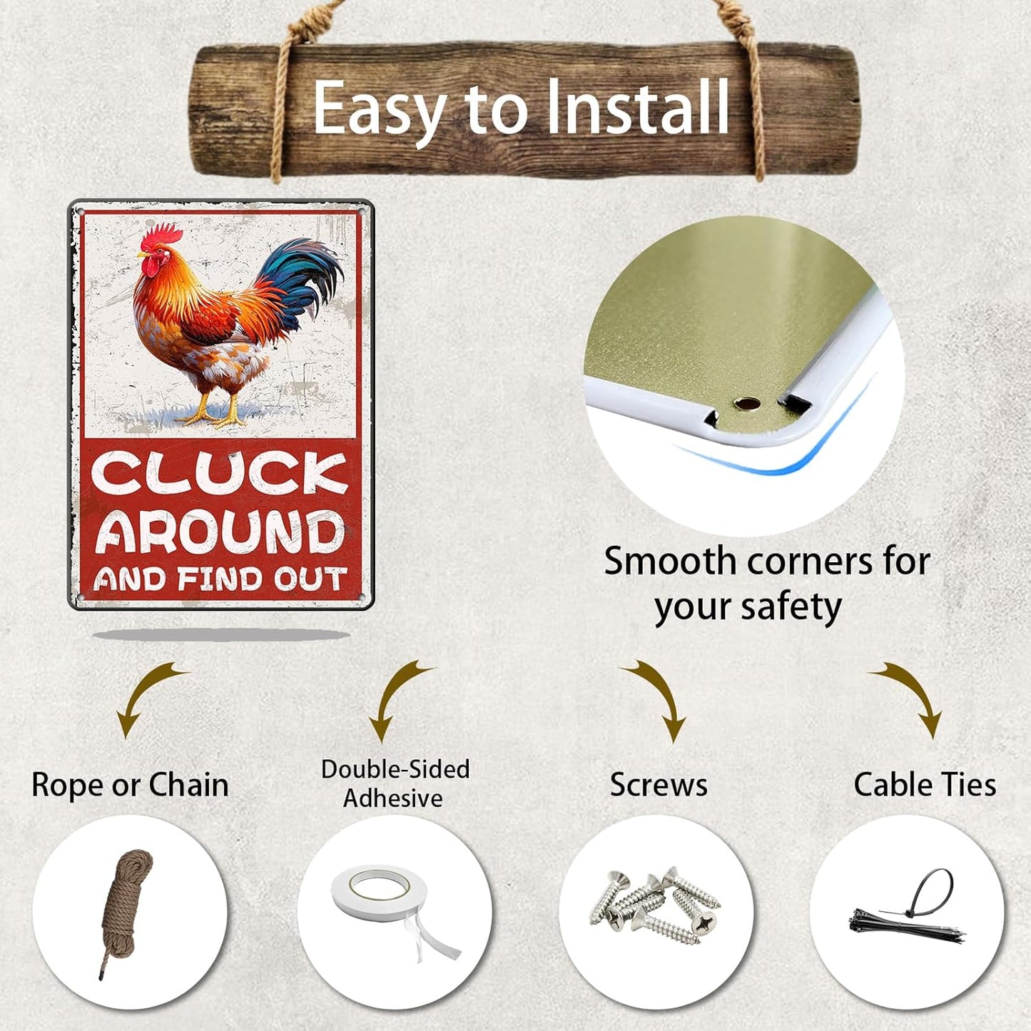 Cluck Around And Find Out Humorous Chicken Metal Tin Sign 12x16 Inch Farm Warning Poster Chicken Farm Tin Sign Home Kitchen Garden Cafe Office Shop Are Wall Decor