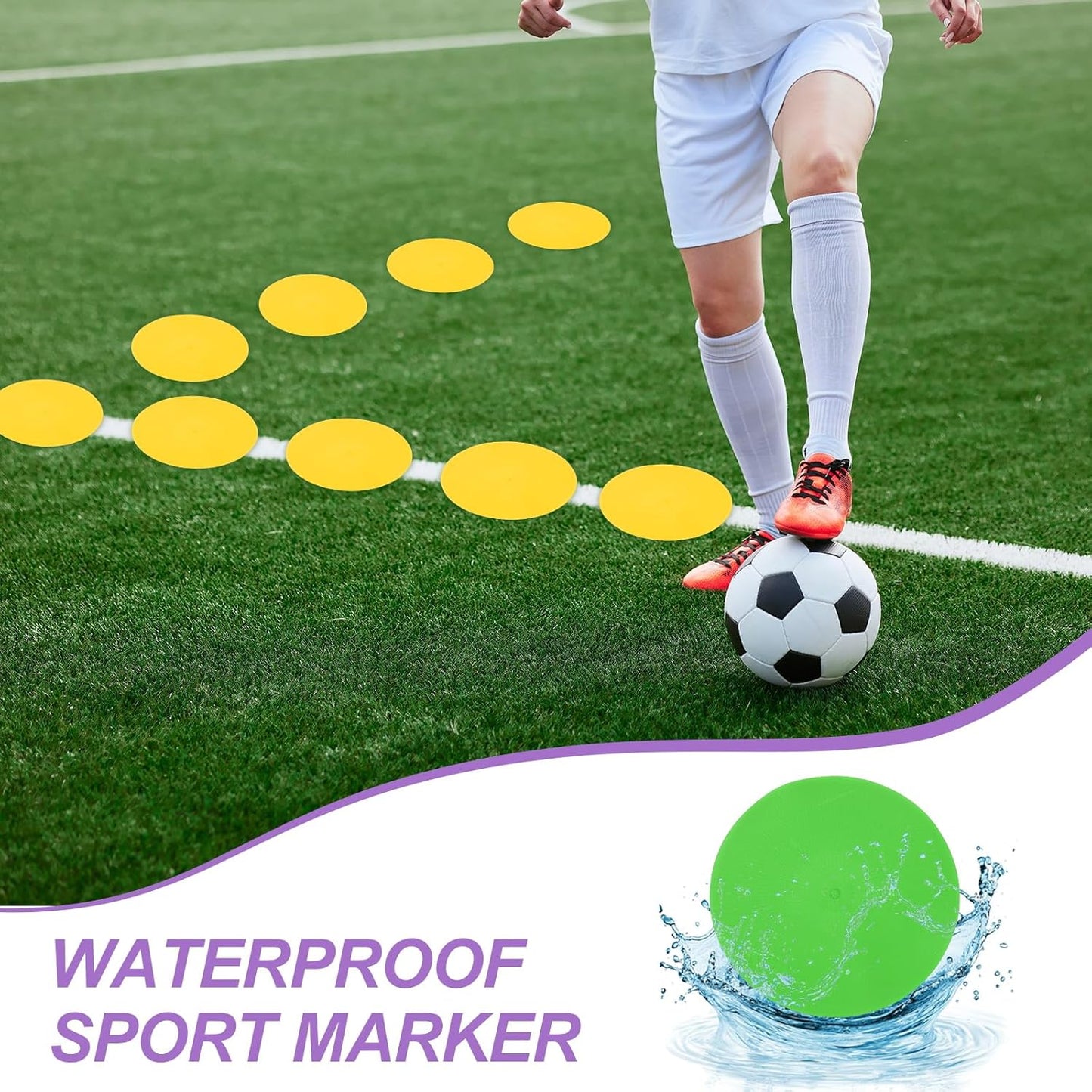 PATIKIL Spot Markers, Non-Slip Floor Dots Agility Markers Flat Field Cones Poly Dots for Gym PE Speed Training Dance Soccer Basketball Sports