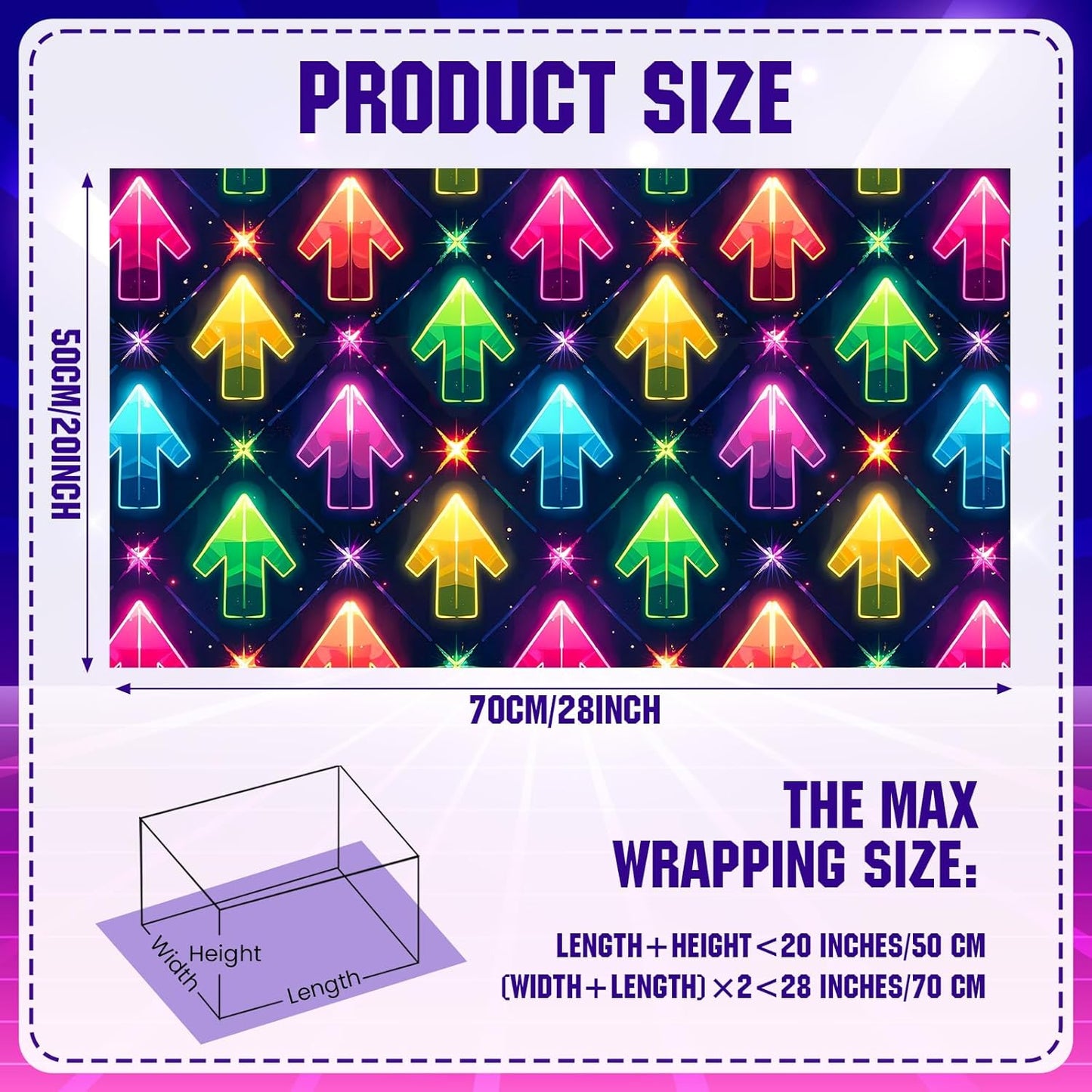 Pineraap Neon Dance Wrapping Paper 12 Sheets, Disco theme Gift Wrap for Gamers,Dance Enthusiasts,20"×28"