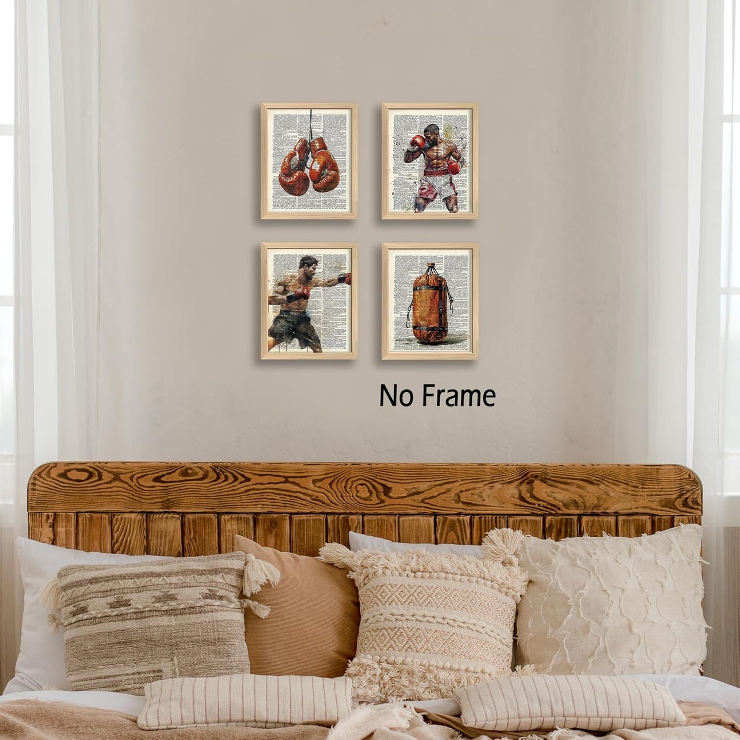 KSDUT Retro Boxing Wall Art Decor Set of 4 - Vintage Artwork Poster Prints Boxing Club Wall Decor Boxing Glove Gifts Wall Art for Office Games Sports Room Decorations - 8"x10" Unframed