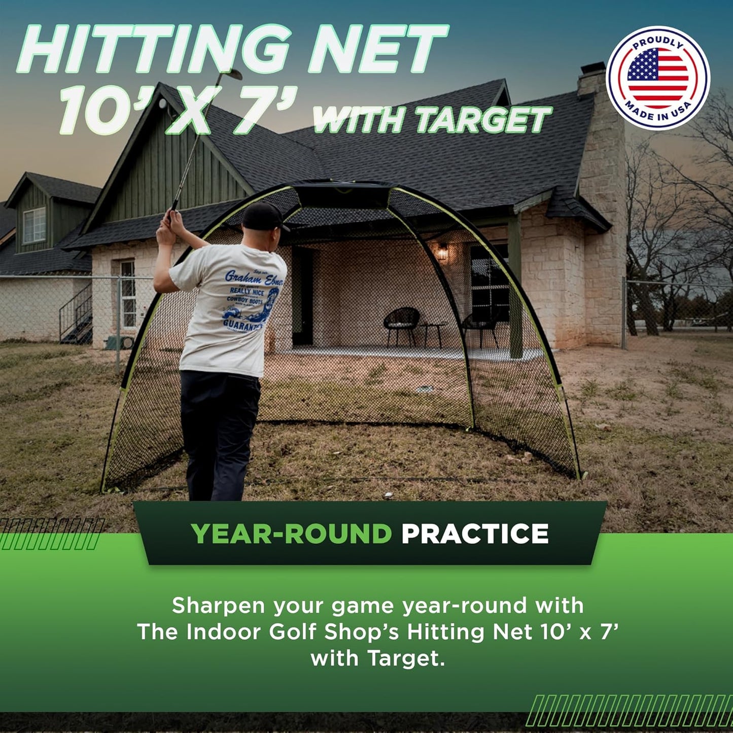 Hitting Net with Target Knotless Golf Net for Indoor and Outdoor Practice - Arrives Ready to Assemble and Use