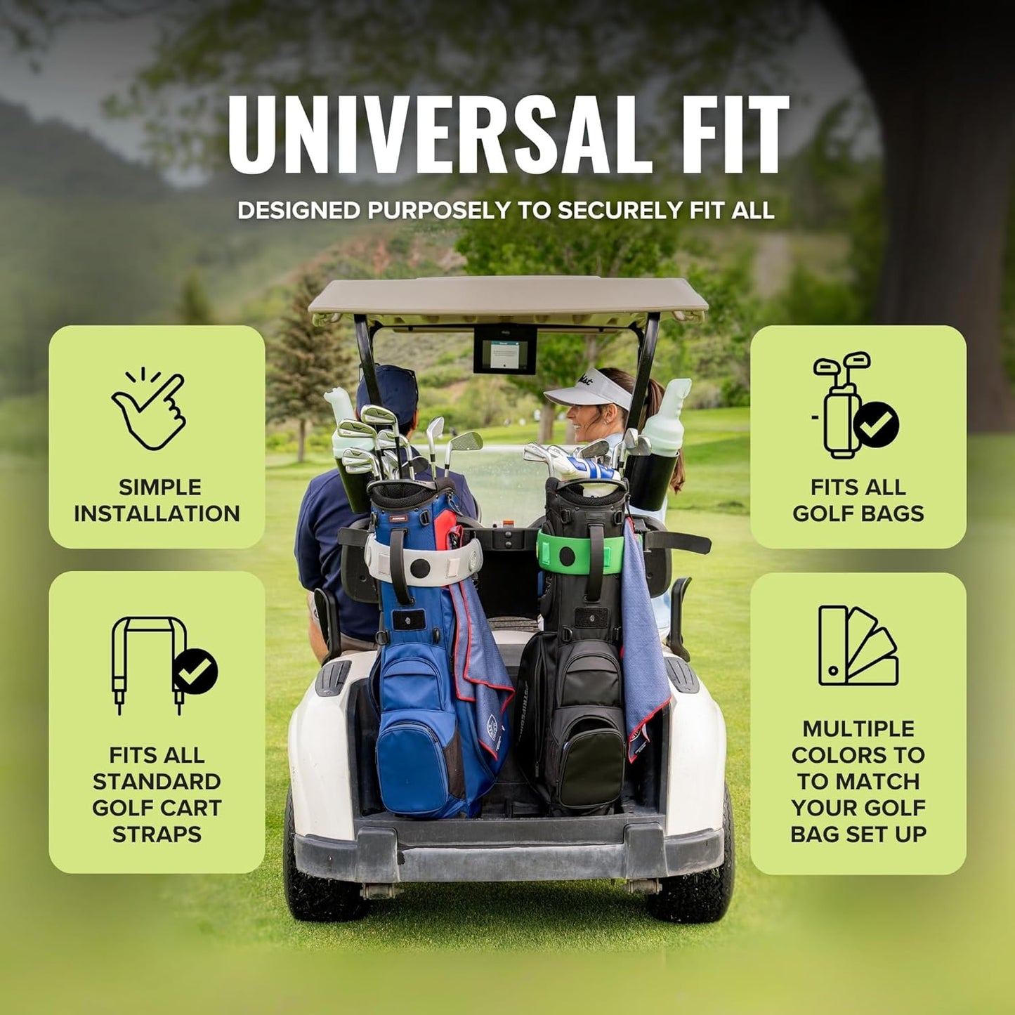 Stripebird - Premium Golf Cart Strap Sleeve Protector - Save Your Golf Bag from Golf Cart Straps - Includes Magnetic and Steel Plate for Magnetic Golf Accessories