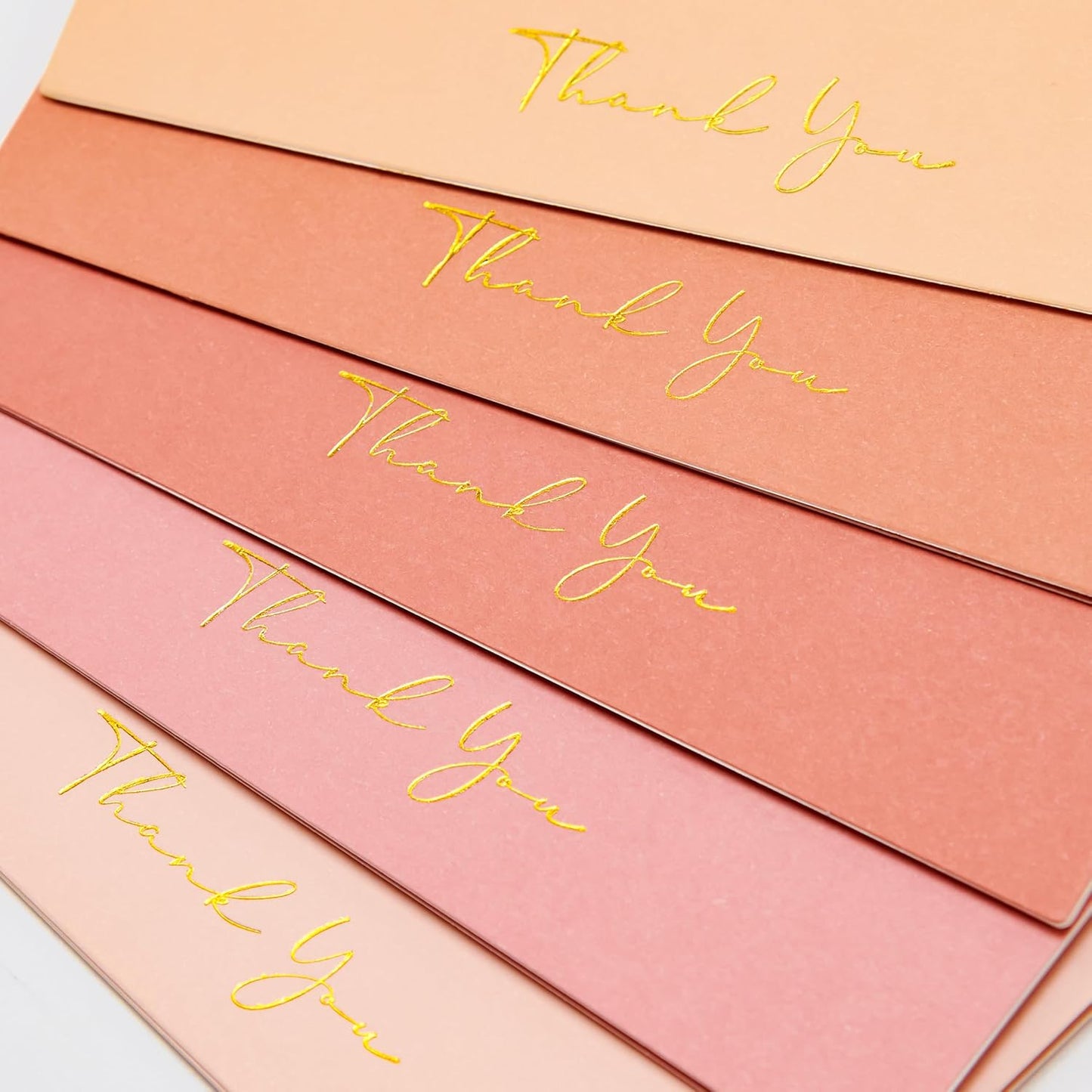 Crisky Pink Thank You Cards with Envelopes & Stickers， 50 Pack Gold Foil Bridal Shower Graduation Thank You Cards Small Business, Wedding Baby Shower Birthday Funeral Notes Bulk
