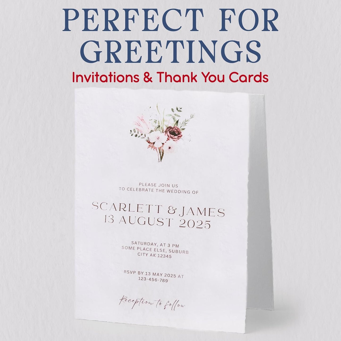 WANDERINGS Handmade Deckle Edge Blank Greeting Cards & Envelopes - Thick 300gsm paper– 20 Cards for Invitations, Thank Yous, Greeting, Get Well and Birthday Cards (Blank)