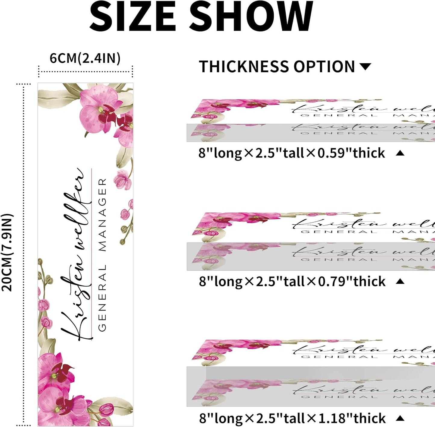 Personalized Name Plate for Desk Custom Acrylic Desk Name Plate Custom Employee Appreciation Gifts Office Gifts for Women, Men, Boss, Coworkers, Teacher, Nurse (Butterfly Orchid)