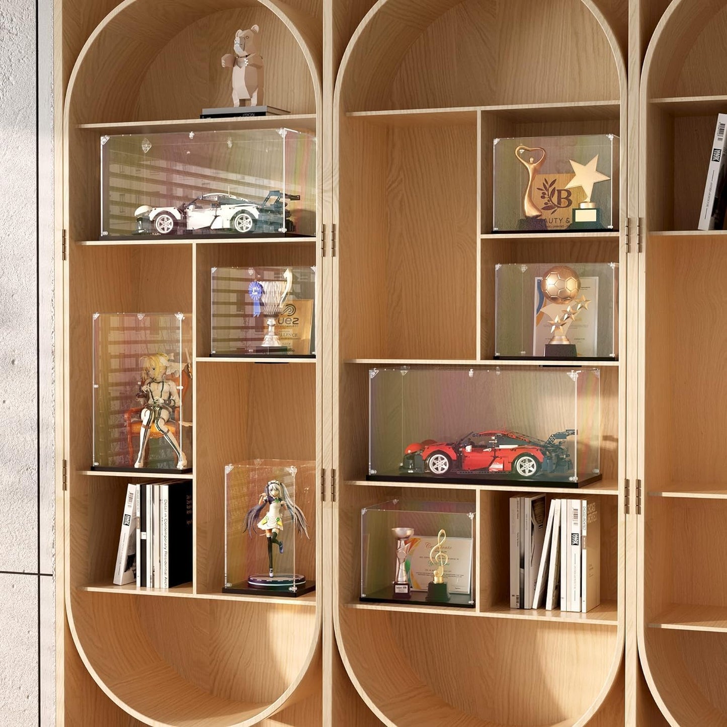 Clear Acrylic Display Case ,Self-Assemble Showcase for Collectibles, Action Figures, Dolls, Toys - Alternative Glass Box for Commemorative Gifts (7.84x7.84x15.74 inch, 20*20*40 cm)