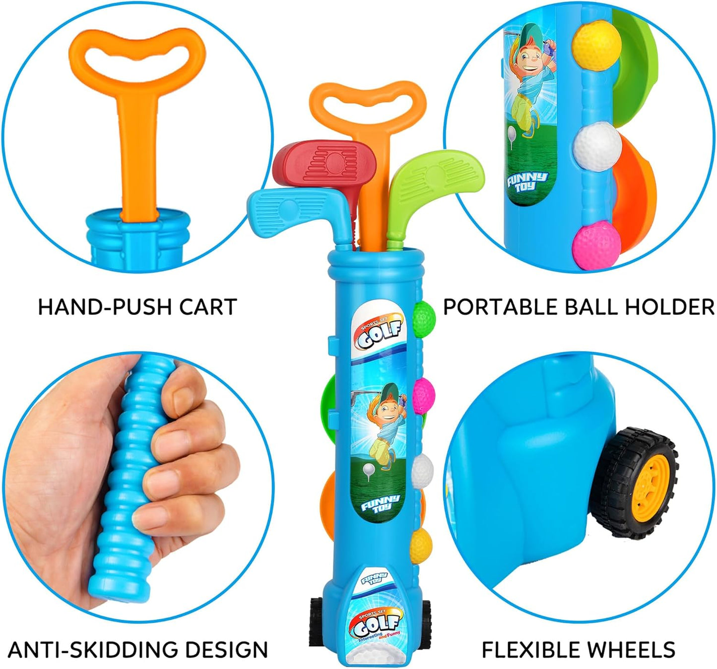 Liberry Kids Golf Clubs Set, Golf Toy with 1 Golf Cart, 3 Golf Clubs, 2 Practice Holes, 2 Golf Tees & 6 Balls, Indoor Outdoor Sports Toy Gift for Boys Girls Ages 1 2 3 4 5