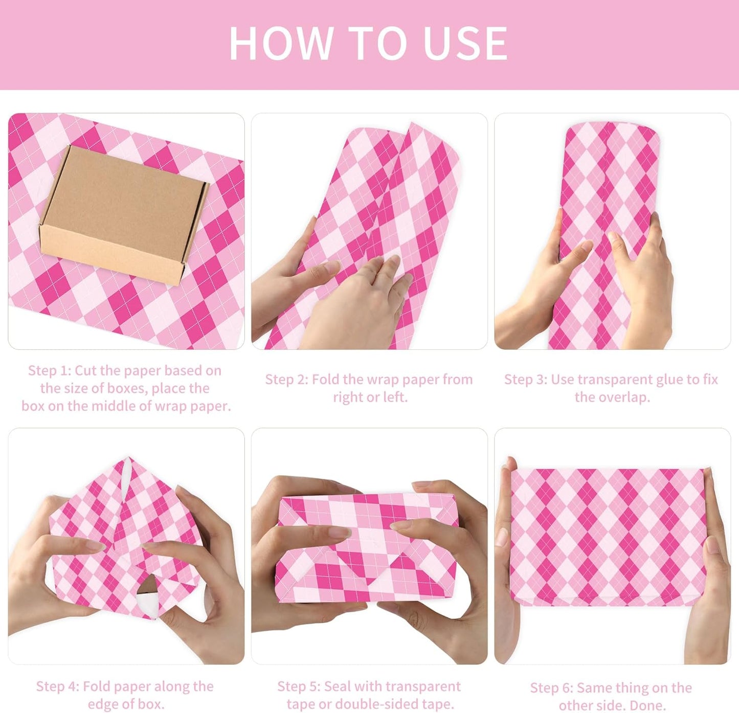 EoBeCy Pink Golf Wrapping Paper for Women Girls, 12 Sheets Folded Gift Wrap with Golf Carts, Clubs, Balls, and Argyle Prints, Sports Wrapping Paper for Birthday Retirement Bridal Shower, 20"×28"