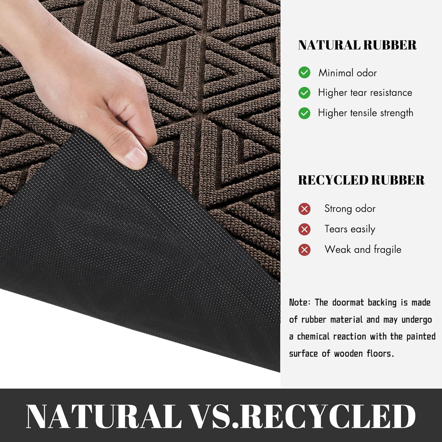 Yimobra Outdoor Mats for Front Door 29.5x17, Stops Mud & Dirt at Entrance, Fits Garage & Patio, All-Weather Waterproof Non Slip Outdoor Indoor Welcome Mat, Brown