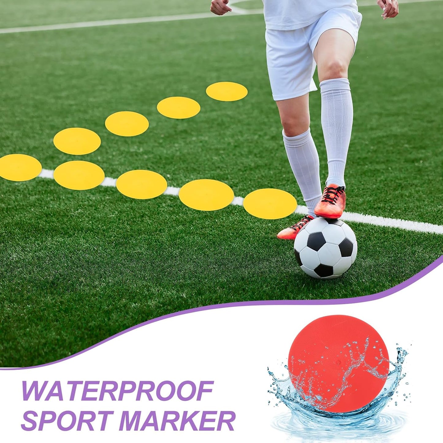 PATIKIL Spot Markers, Non-Slip Floor Dots Agility Markers Flat Field Cones Poly Dots for Gym PE Speed Training Dance Soccer Basketball Sports