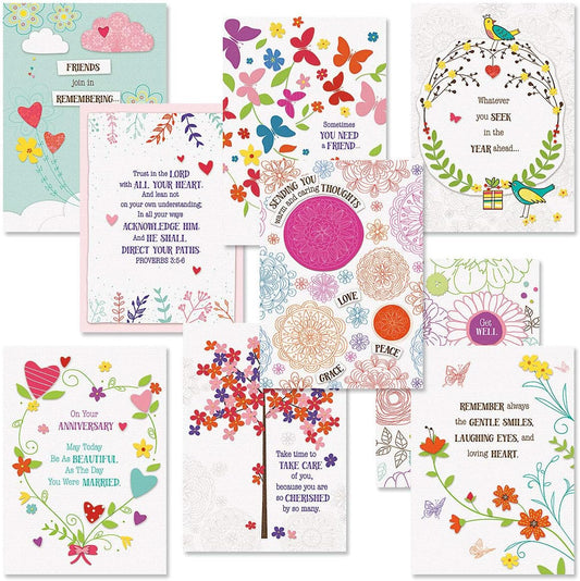 Current Greatest Blessings All Occasion Value Pack - 18 Cards With Envelopes, Celebration, Get Well, Sympathy, Birthday, Anniversary & Thinking of You Variety, Large 5" x 7" Assortment, 9 Design Set