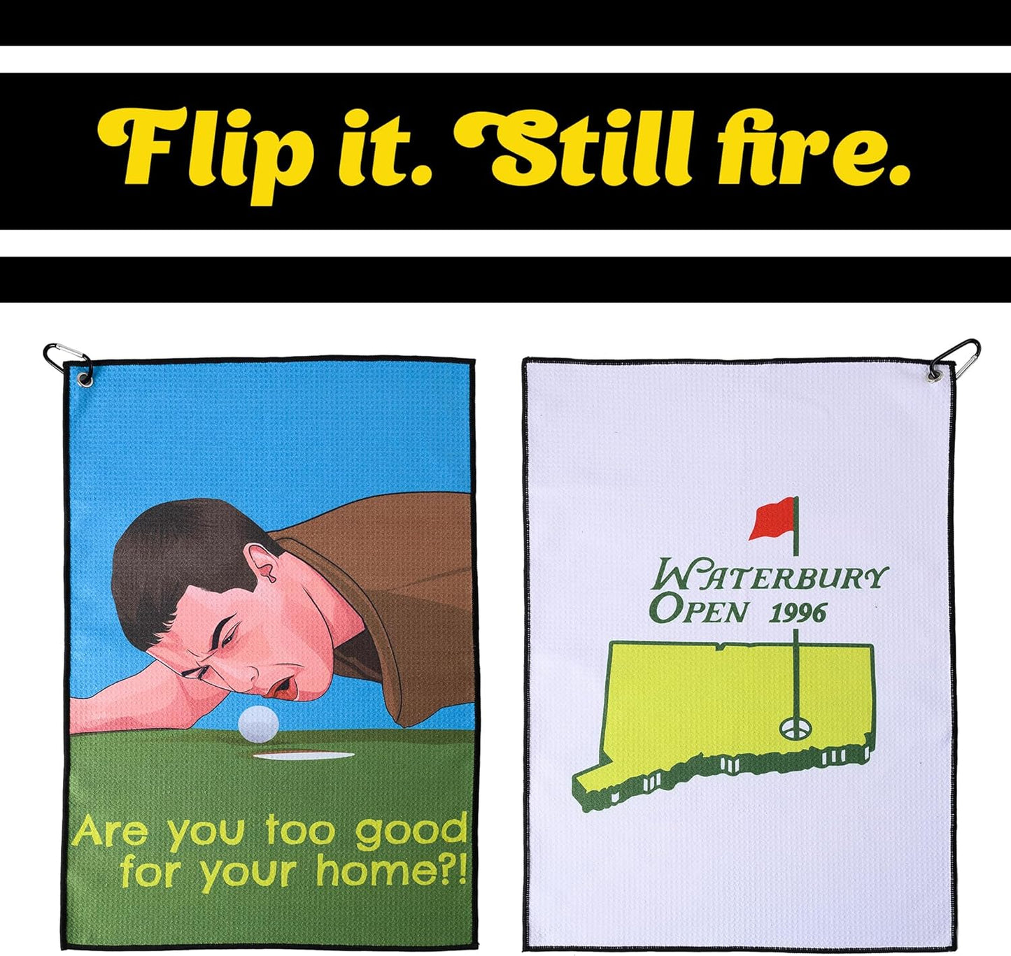 ZEETY Funny Golf Towel – 16" x 24" Premium Microfiber with Clip Holder for Golf Bags – Golf Accessories & Gifts for Men and Women (GO Home, Ball)