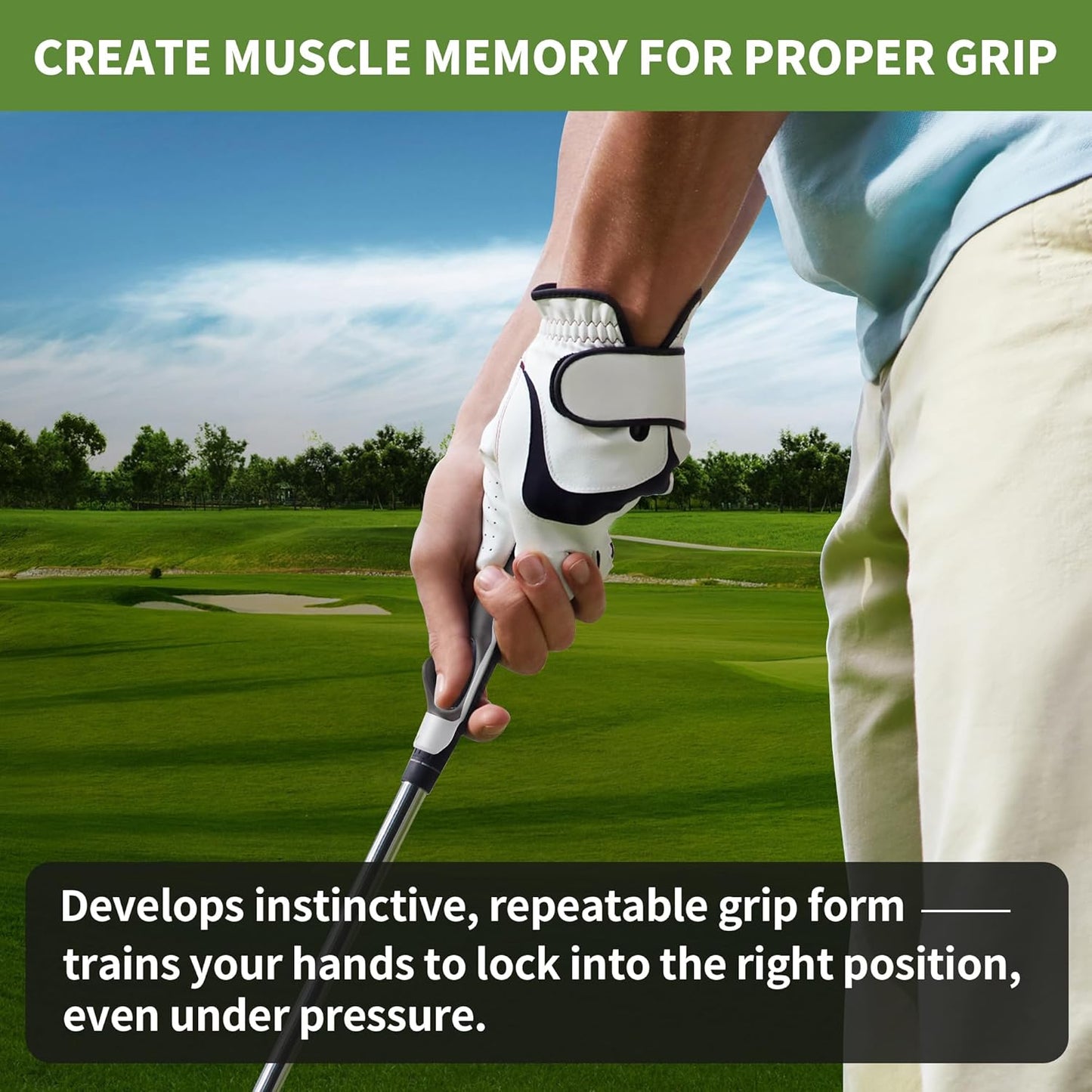 Fanshaw Golf Grip Trainer with Arm Band, 2-in-1 Golf Swing Training Aid for Correct Grip & Arm Positioning,Fixes Grip Posture & Locks Elbow for Consistent Shots,Men & Women Golf Accessories