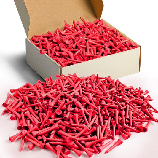 FINGER TEN Bamboo Golf Tees Wood 1 1/2 2 3/4 3 1/4 Inch Wooden Short Long Tee Color Bulk 250/500/1000/2000 Count for Men Women Kids in Red Pink USA Flag