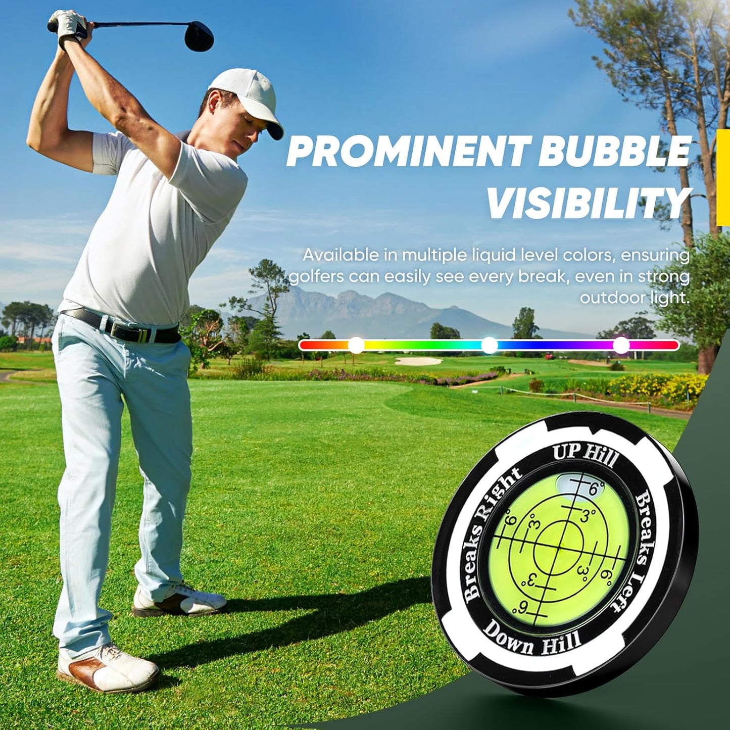 GreenNav Pro-High Precision Golf Green Reader & Golf Ball Marker with Horizontal Bubble Level, Essential Slope & Putt Line Reading Aid, Golf Accessories for Men Women